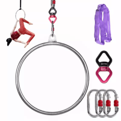 Rings Fitness Aerial Hoop 33"(85cm) 32mm Width for Yoga Exercises Aerial Lyra Hoops include Accessories