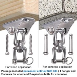 SUS304 Suspension Hooks Ceiling Wall Mount Fixed Plate Bag Hanger Bracket for Yoga Hammock Hanging Chair Sandbag Aerial Silks