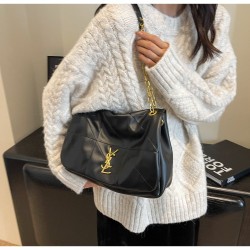 SYL Saint Laurent Chain Shoulder Bag Large Capacity Commuter Western Style Handbag PU Leather Premium Feel Bag for Women