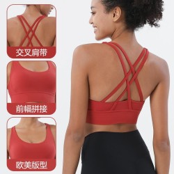 Lulu Lemon Women Gym Sports Bra High Support Fitness Bralette Cross Straps Back Yoga Workout Crop Top Vest Push Up Running